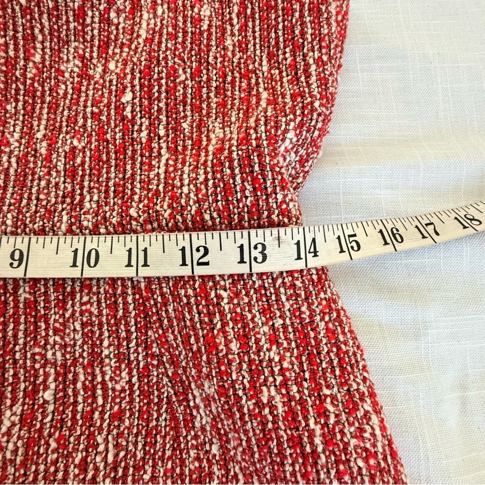 MAJE Tweed V-Neck Red White Black Trim Romper Dress Size 2 - Picture 6 of 9